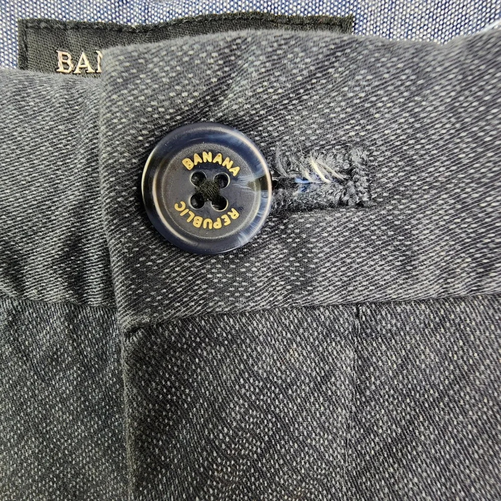 Banana Republic 32x34 Blue Fulton Skinny Chino Geo Print Stretch Pants Mens Slim